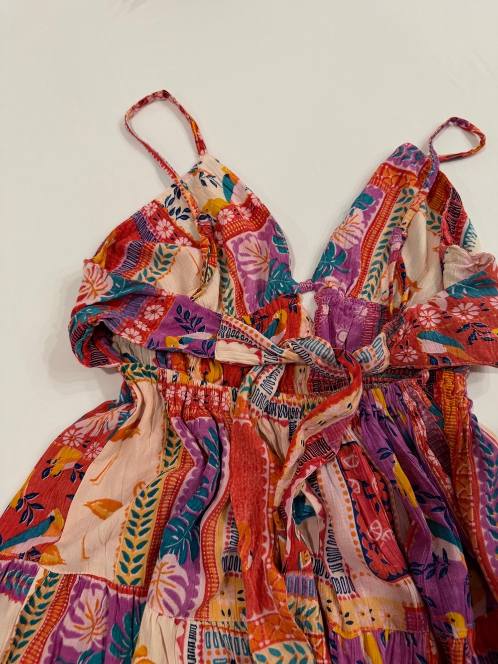 Angie Boho Patchwork Mini Dress - Red, Pink, Orange - Picture 6 of 8